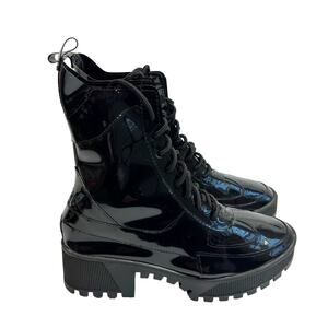 Cape Robbin Dashing Black Shiny Women Combat Boots Size 6
